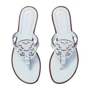 NIB Tory Burch Miller Welt Leather Thong Sandal Spring Blue US 8 8.5 9 10